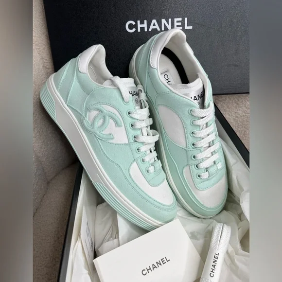 CHANEL | Shoes | Chanel Womens Mint Green Sneakers | Poshmark
